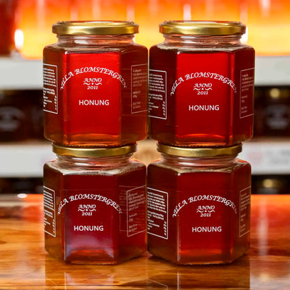 Flytande honung 2 kg (4×500 g) – Svensk RAW – Villa Blomstergren
