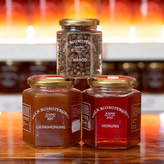 500 g LjungHonung + 500 g Svensk flyttande Honung + Bibröd (Perga)