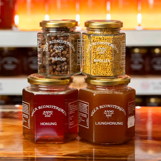 500 g Flytande Honung + 500 g LjungHonung + Bipollen + Bibröd (Perga)